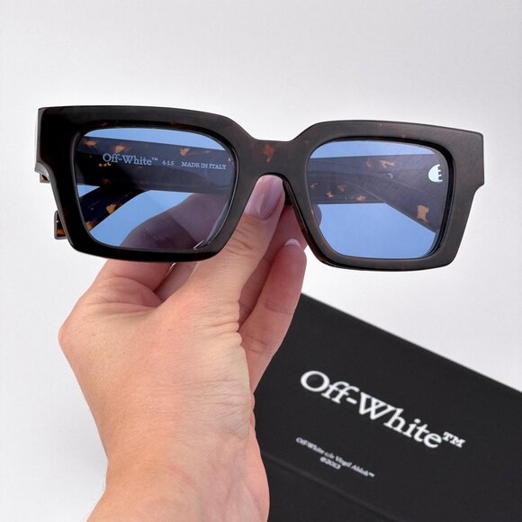 Off-White VIRGIL Sunglasses – Havana Square Frame Blue | Model OERI008 6045 - Picture 1 of 11